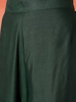 Thumbnail for InWeave Dark Green Mandarin Neck High Low Kurta Set - Distacart