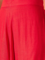 Thumbnail for InWeave Red Mandarin Neck High Low Kurta Set - Distacart