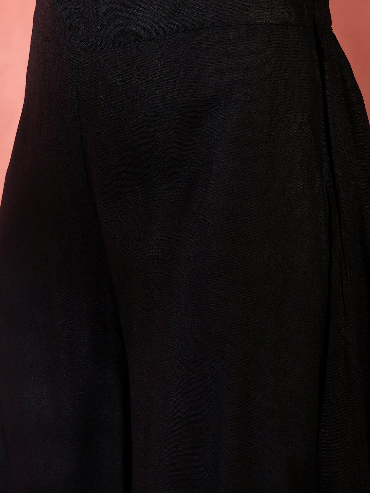 InWeave Black V-Neck Flared Kurta Short Palazzo Set - Distacart