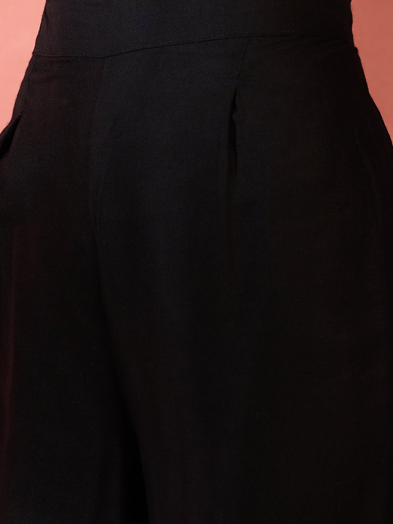 InWeave Black Solid Flared Lace Kurta Pant Set - Distacart