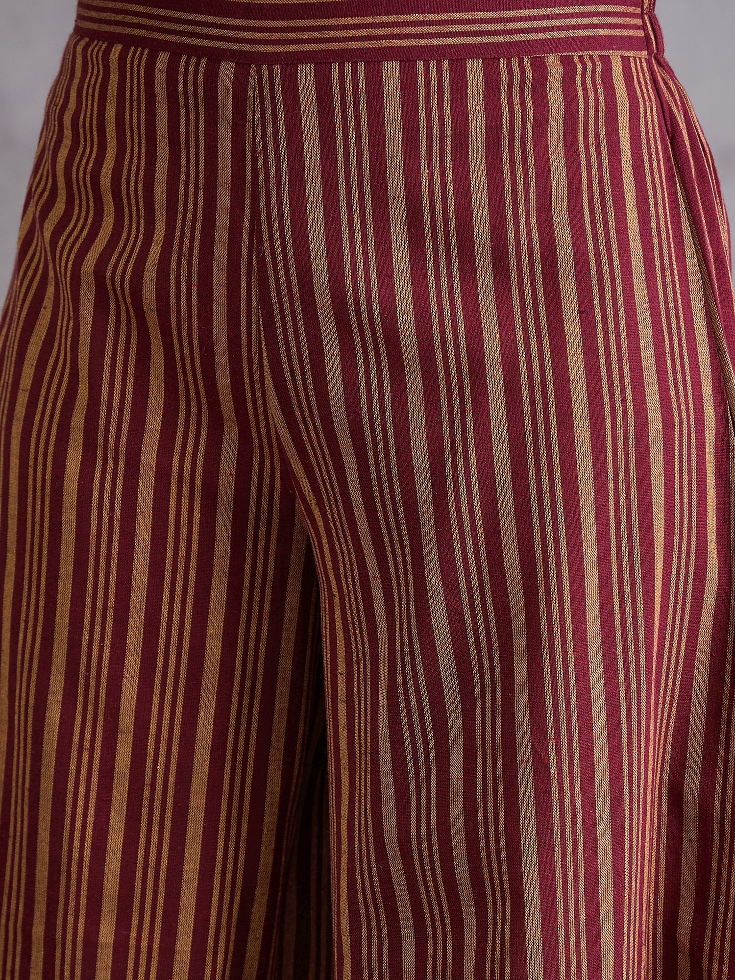 InWeave Maroon Orange Striped Kurta Set - Distacart