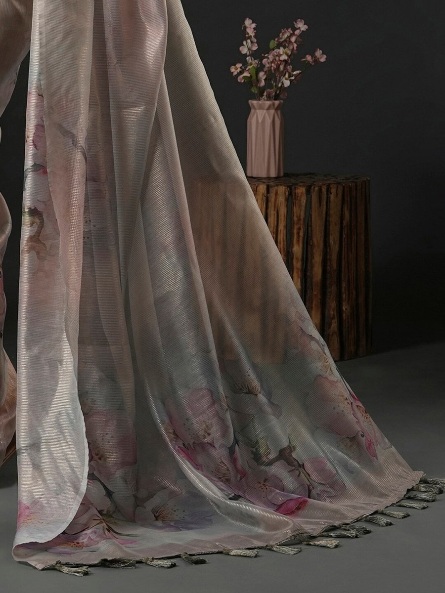 Anouk Floral Printed Organza Saree - Distacart