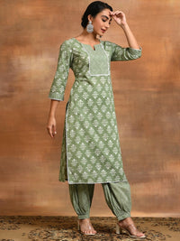 Thumbnail for Aks Ethnic Motifs Printed Pure Cotton Kurta with Palazzos - Distacart