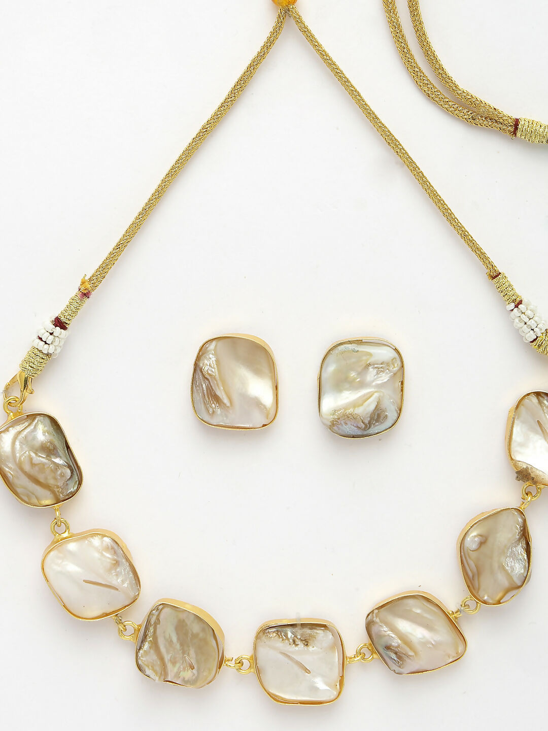 NVR Women's Gold-Plated Mother of Pearl Handcrafted Jewellery Set - Distacart