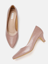 Thumbnail for ELLE Mauve Solid Kitten Pumps