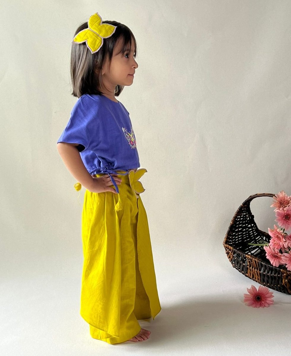 ArthLife Mustard Purple Butterfly Embroidered Co-Ord Set - Distacart