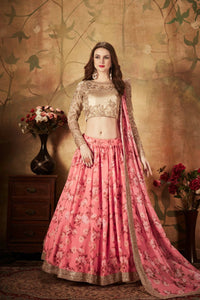 Thumbnail for Aastha Fashion Women's Ravishing Pink Sabyasachi Digital Printed Organza Party Wear Lehenga Choli With Blouse - Distacart
