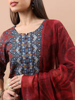 Thumbnail for Vishudh Ethnic Motifs Printed Kurta With Trousers & Dupatta - Distacart