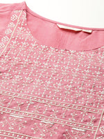 Thumbnail for Sztori Plus Size Ethnic Motifs Embroidered Sequinned Gotta Patti Detailed Kurta - Distacart