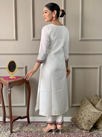 Thumbnail for Lyush Women Party Wear Embroidery Worked Kurta With Pant And Dupatta Set - Off White
