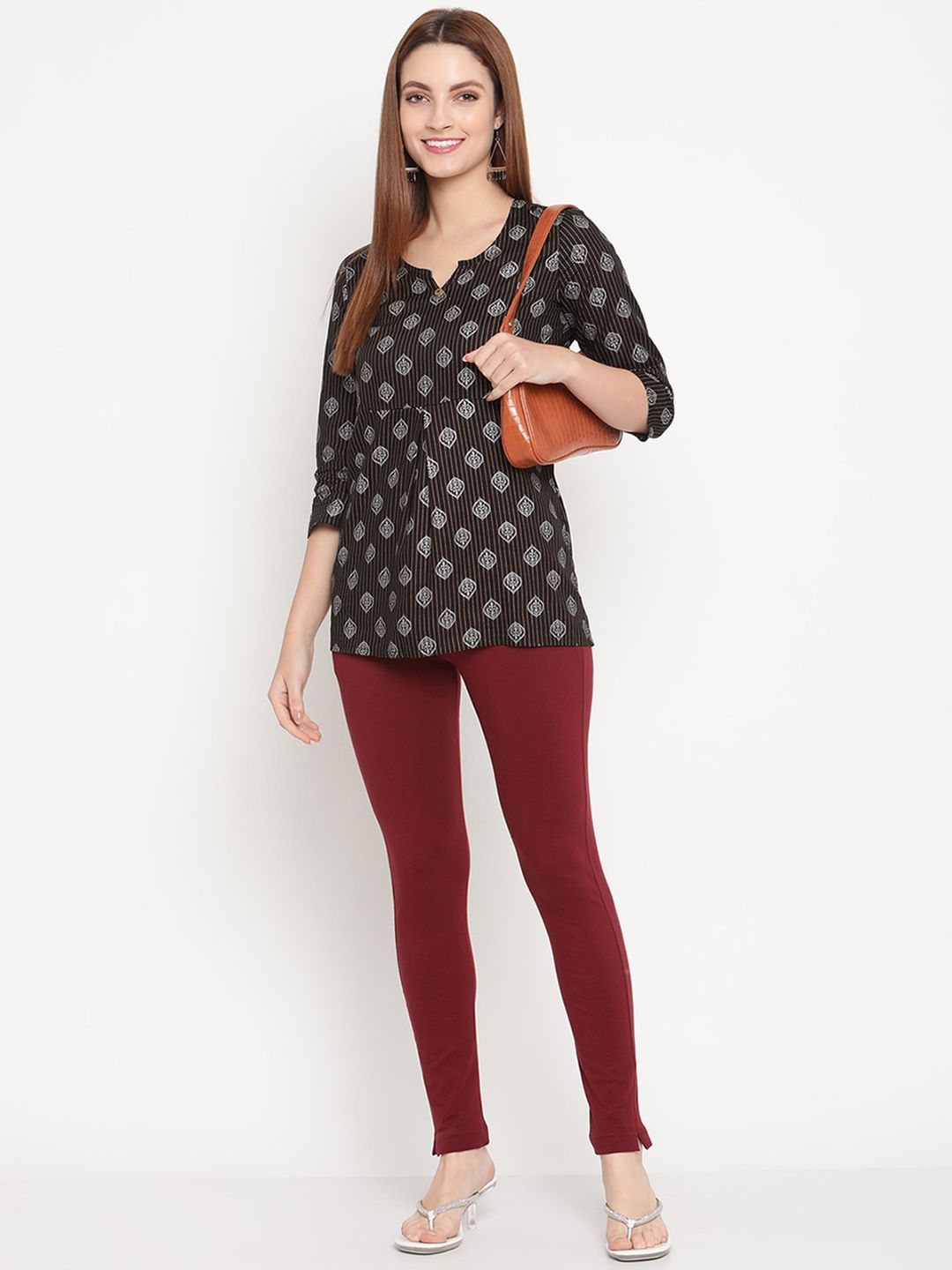 TAG 7 Women Pack of 2 Pink & Maroon Solid Kurti Pants - Distacart