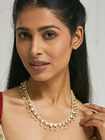 Thumbnail for Nuyug 22K Gold-Plated Pearl Drops Matha Patti cum Necklace