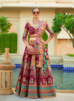 Thumbnail for Monjolika Fashion Maroon Color Heavy Rajwadi Silk Designer Lehenga Choli