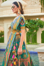Thumbnail for Monjolika Fashion Turquoise Color Heavy Rajwadi Silk Designer Lehenga Choli