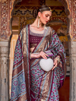 Thumbnail for Monjolika Fashion Cobalt Blue Color Silk Ajarak Design Traditional Saree