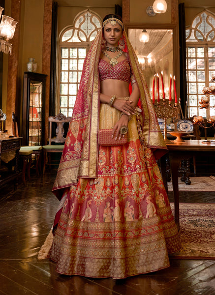 Monjolika Fashion Light Yellow Color Rajwadi Silk Designer Lehenga Choli