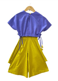 Thumbnail for ArthLife Mustard Purple Butterfly Embroidered Co-Ord Set - Distacart