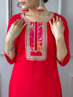 Thumbnail for The52 Women's Rayon Fabric Straight Kurta, Pant and Dupatta Set