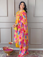 Thumbnail for The52 Women's Rayon Fabric Straight Kurta, Pant and Dupatta Set