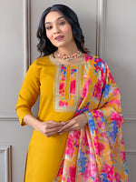 Thumbnail for The52 Women's Rayon Fabric Straight Kurta, Pant and Dupatta Set