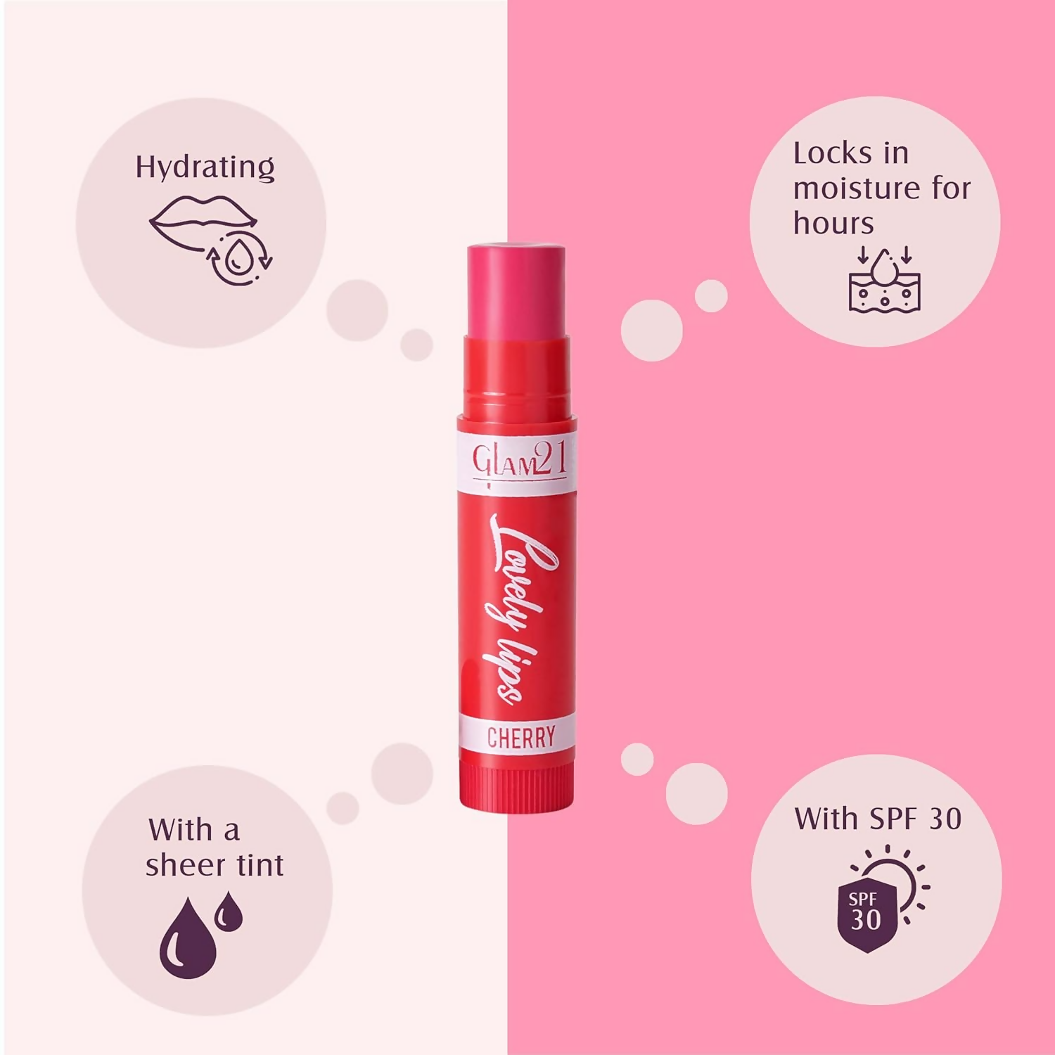 Glam21 Moisturizing Lip Balm Fruit Extract & Infused Active Ingredients - Cherry - Distacart