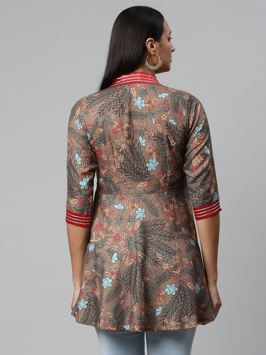 Ahalyaa Women Brown Cotton Digital Printed Tunic - Distacart