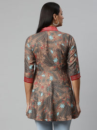 Thumbnail for Ahalyaa Women Brown Cotton Digital Printed Tunic - Distacart