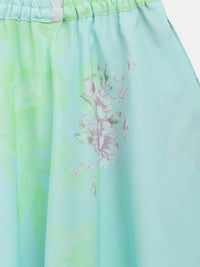 Thumbnail for Ahalyaa Aqua Blue Organza Printed Lehenga Choli For Kids For Girls - Distacart