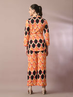 Thumbnail for Myshka Women's Multi Printed Polo Collar Party Top With Trousers Co-ord set - Distacart