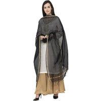 Thumbnail for A R SILK Chanderi Piping Regular Dupatta Black Color Dupatta or Chunni