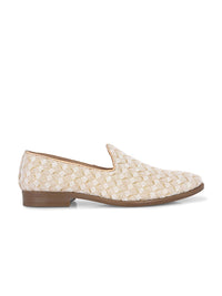 Thumbnail for House of Pataudi Men Ethnic Embroidered Slip On Mojaris Shoes
