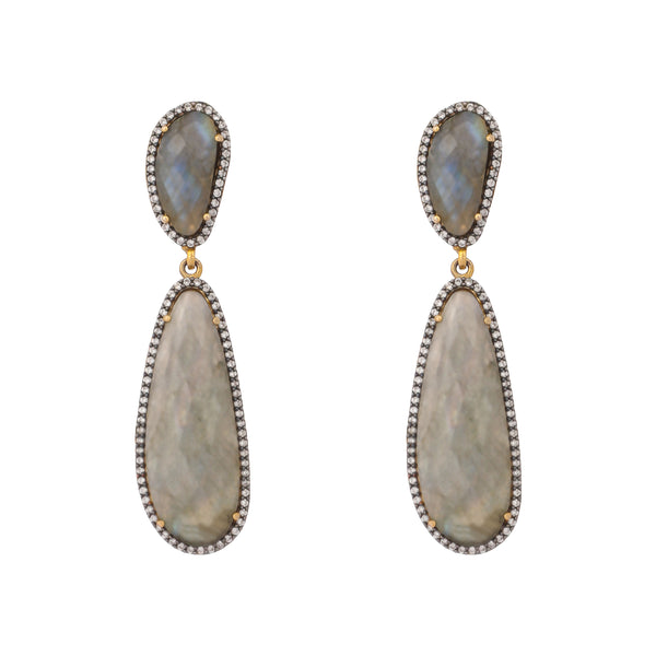 Nuyug 22K Gold Plated Labradorite Stone Contemporary Drop Earrings
