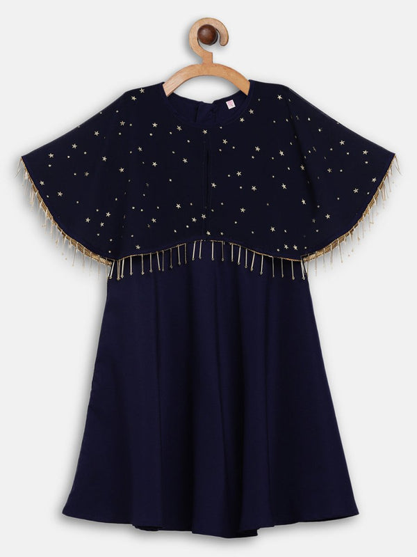 Ahalyaa Blue Crepe, Georgette A-Line Girl's Kurta