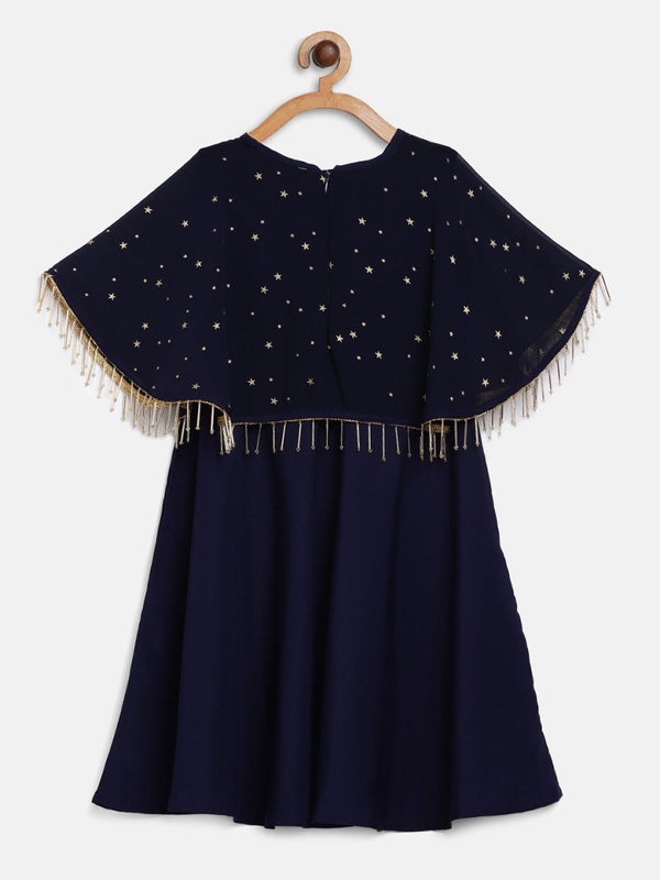 Ahalyaa Blue Crepe, Georgette A-Line Girl's Kurta