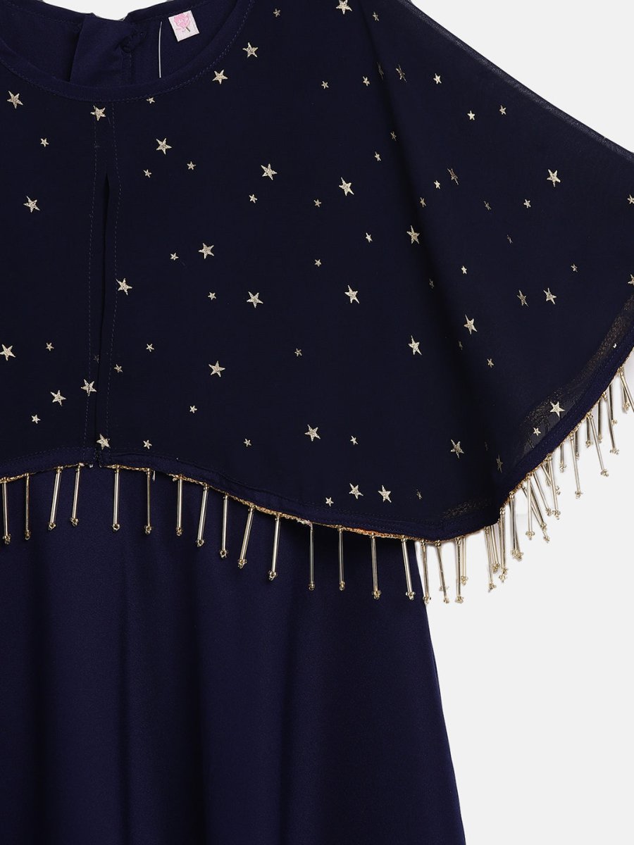 Ahalyaa Blue Crepe, Georgette A-Line Girl's Kurta