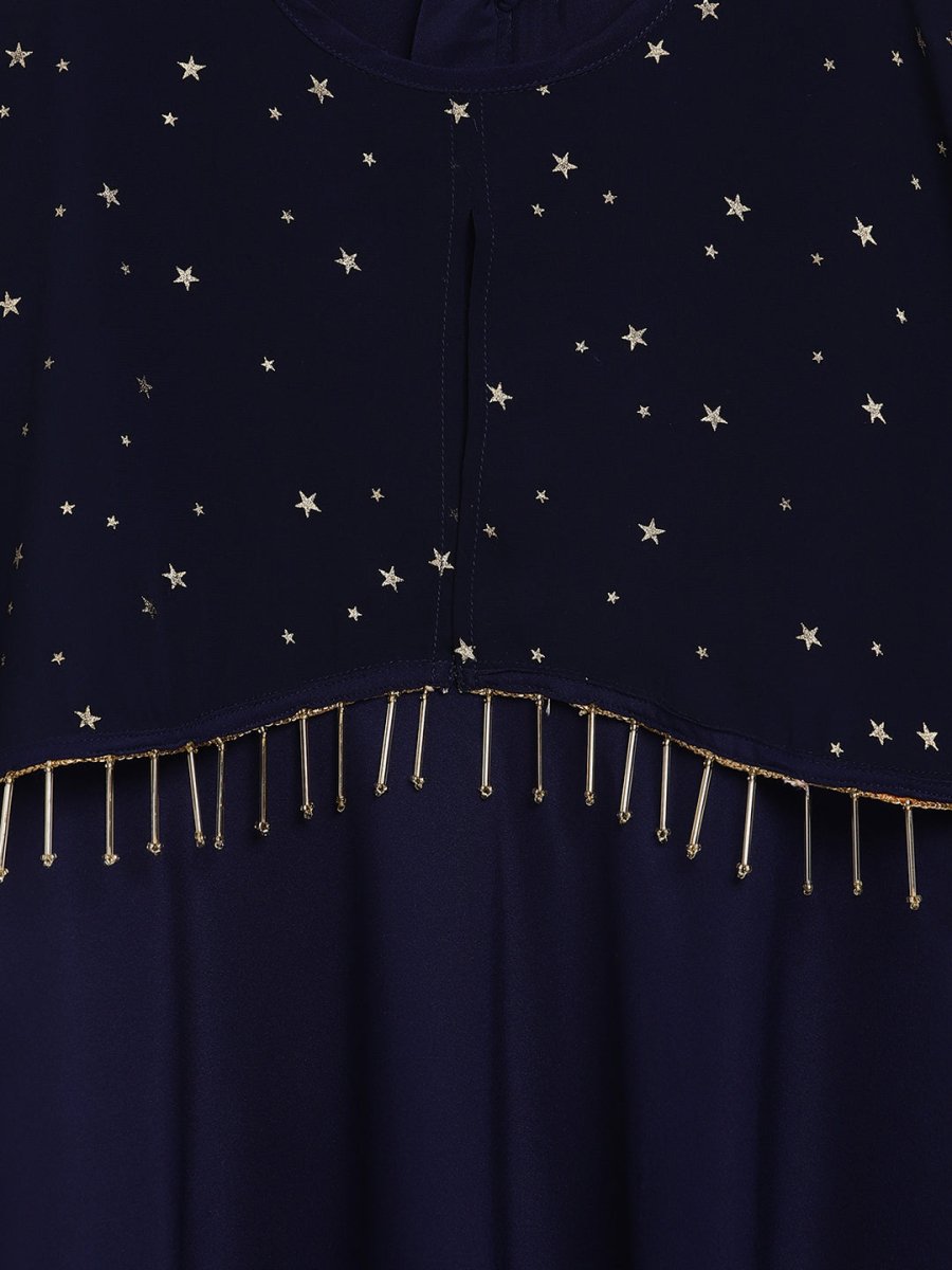 Ahalyaa Blue Crepe, Georgette A-Line Girl's Kurta