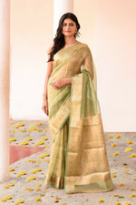 Thumbnail for Joban Fashion Green Pure Banarasi Tissue Saree