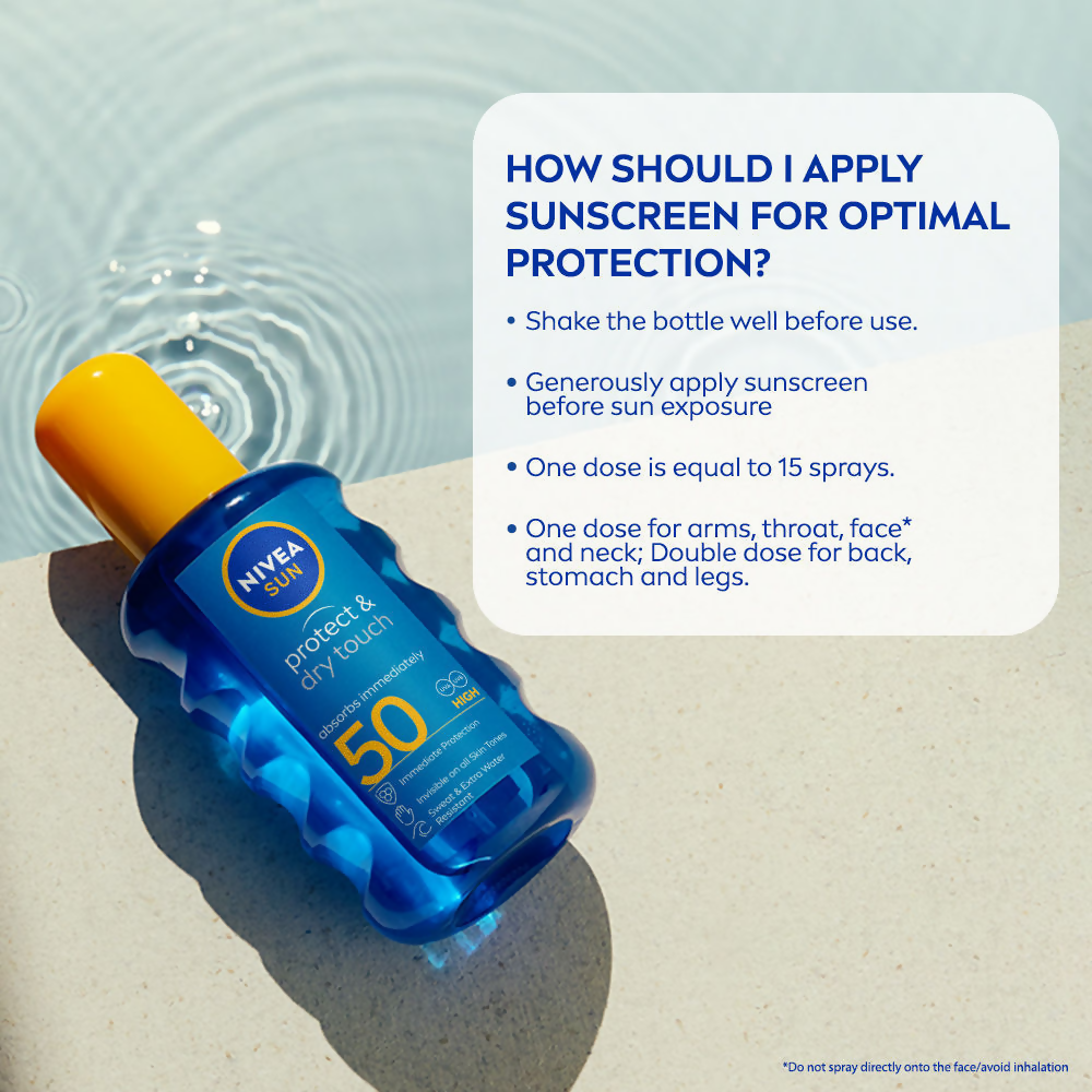 Nivea Sun Dry Touch SPF 50, Transparent Sunscreen Spray - Distacart