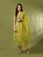 Thumbnail for Myshka Women's Multi Printed Cotton Straight Party Kurta Set With Dupatta - Distacart