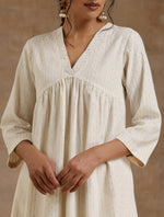 Thumbnail for trueBrowns Ivory Gold Cotton Flared Kurta Set - Distacart
