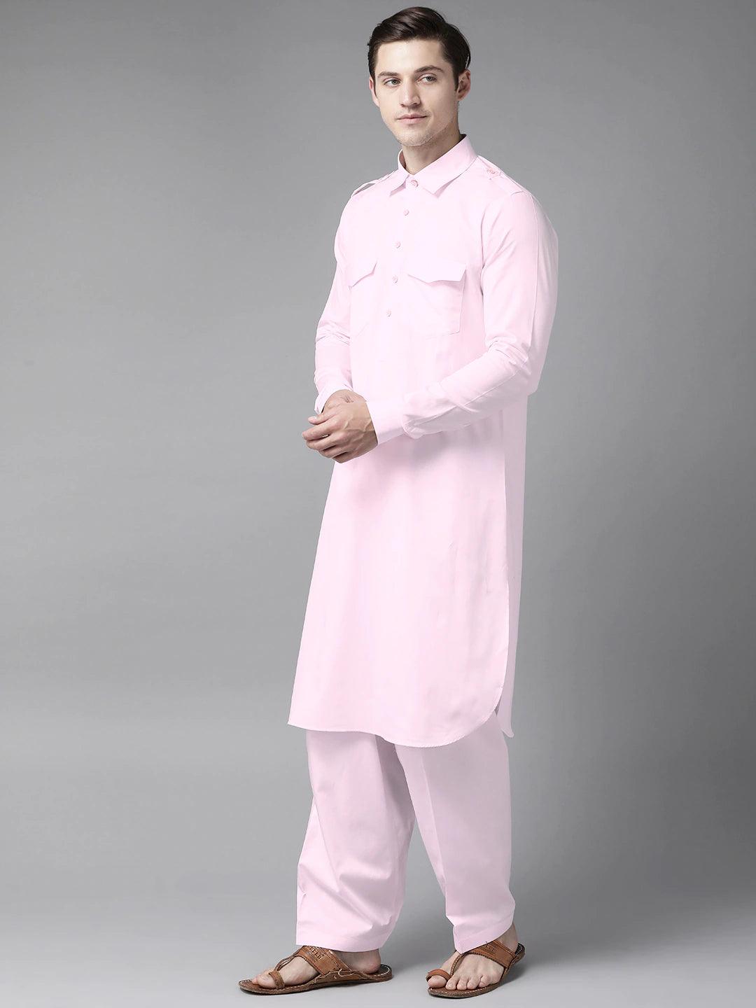Fabmade Men Pink Pathani Kurta - Distacart