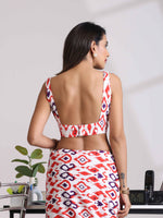 Thumbnail for trueBrowns Carrot Muslin Ikat Sleeveless Blouse - Distacart