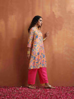 Thumbnail for trueBrowns Orange Print Kurta Co-ord Set - Distacart