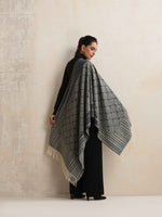 Thumbnail for trueBrowns Charcoal Geometric Woollen Stole - Distacart