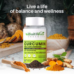 Thumbnail for Health Veda Organics Curcumin C3 + Bioperine Capsules - Distacart
