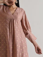 Thumbnail for trueBrowns Beige Foil Puff Sleeve Kurta Set - Distacart