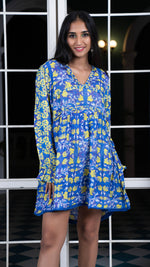 Thumbnail for Noroke Cupro Muslin Blue Pottery Tunic Dress - Distacart