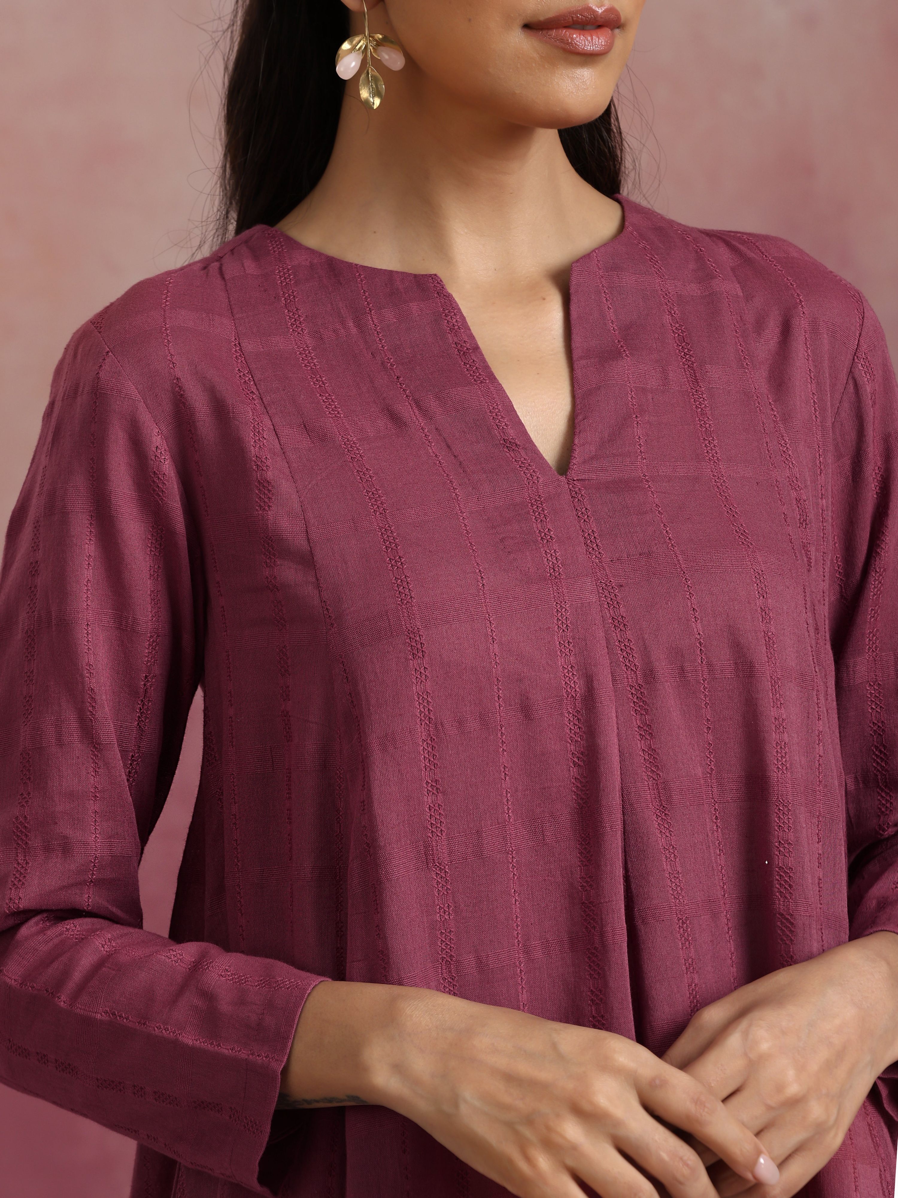 trueBrowns Mauve Cotton Dobby Co-ord set - Distacart