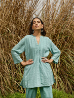 Thumbnail for trueBrowns Light Blue Cotton Dobby Relaxed Co-ord Set - Distacart
