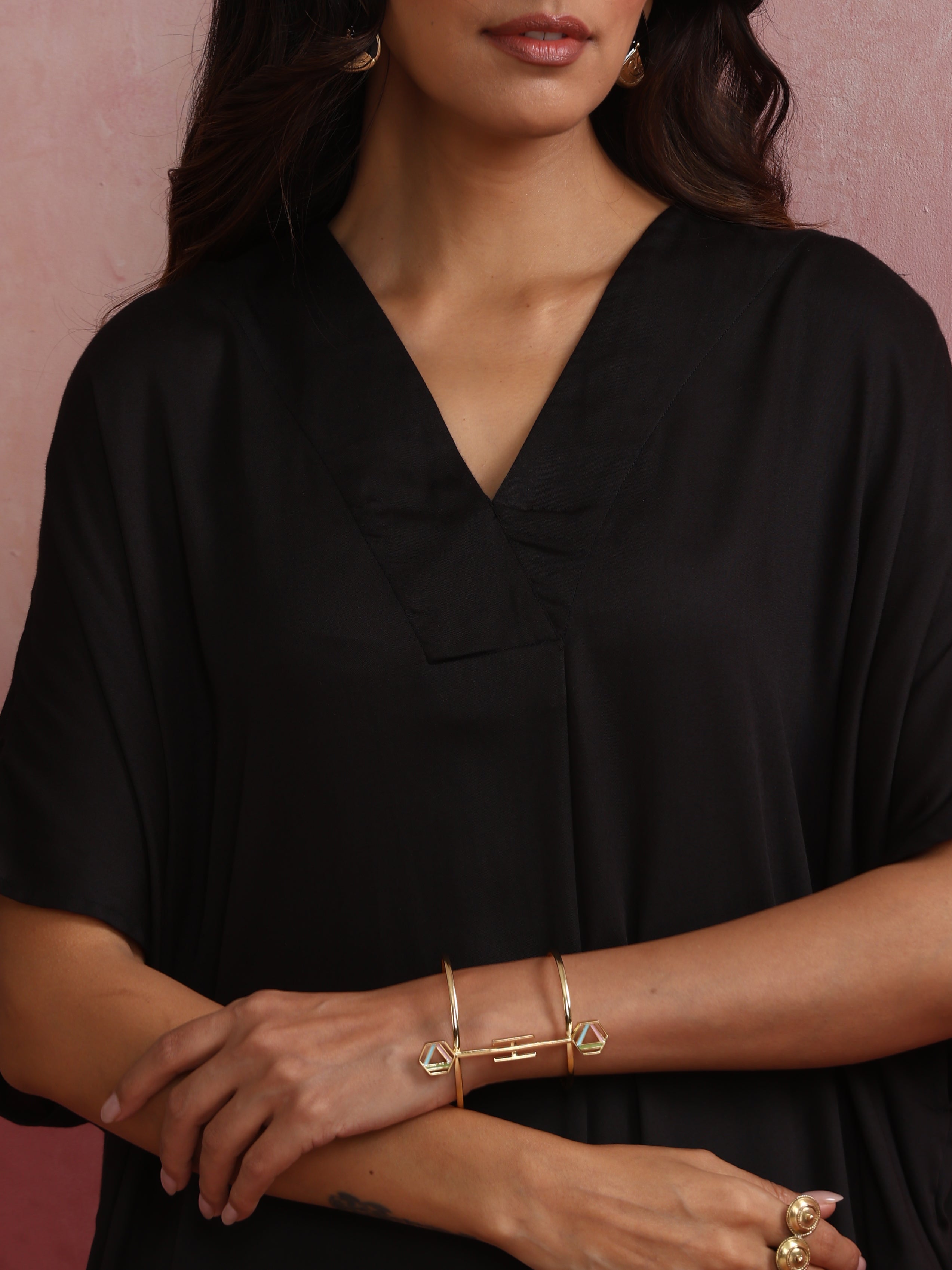 trueBrowns Black Modal Kaftan Kurta Set - Distacart